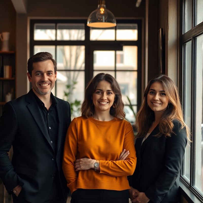 Candid portrait of the small team inside The Collective